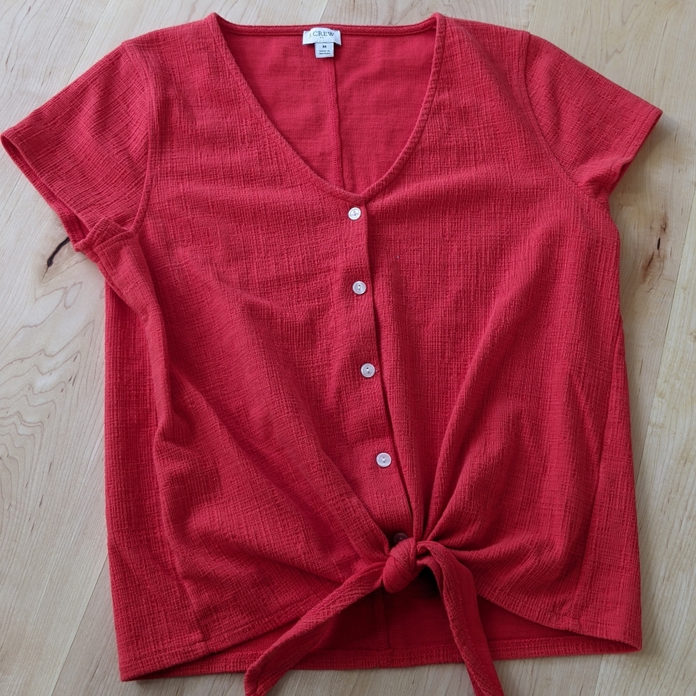 J. Crew Factory Red Button-Front Crop Top